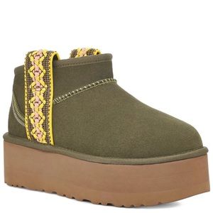 UGG AUSTRALIA CLASSIC LIMITED ULTRA MINI BRAID PLATFORM WOMEN SUEDE BOOTS NEW 9